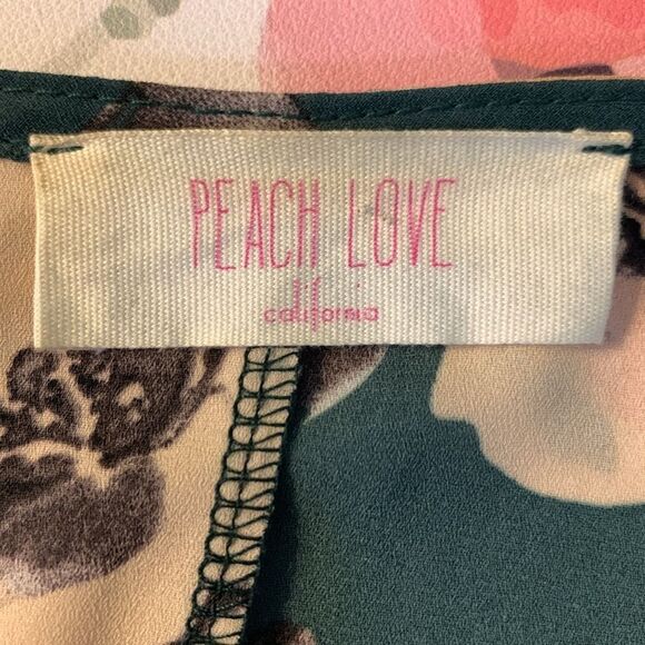 Peach Love California Green And Floral Kimono Size Medium/Large - Picture 5 of 5